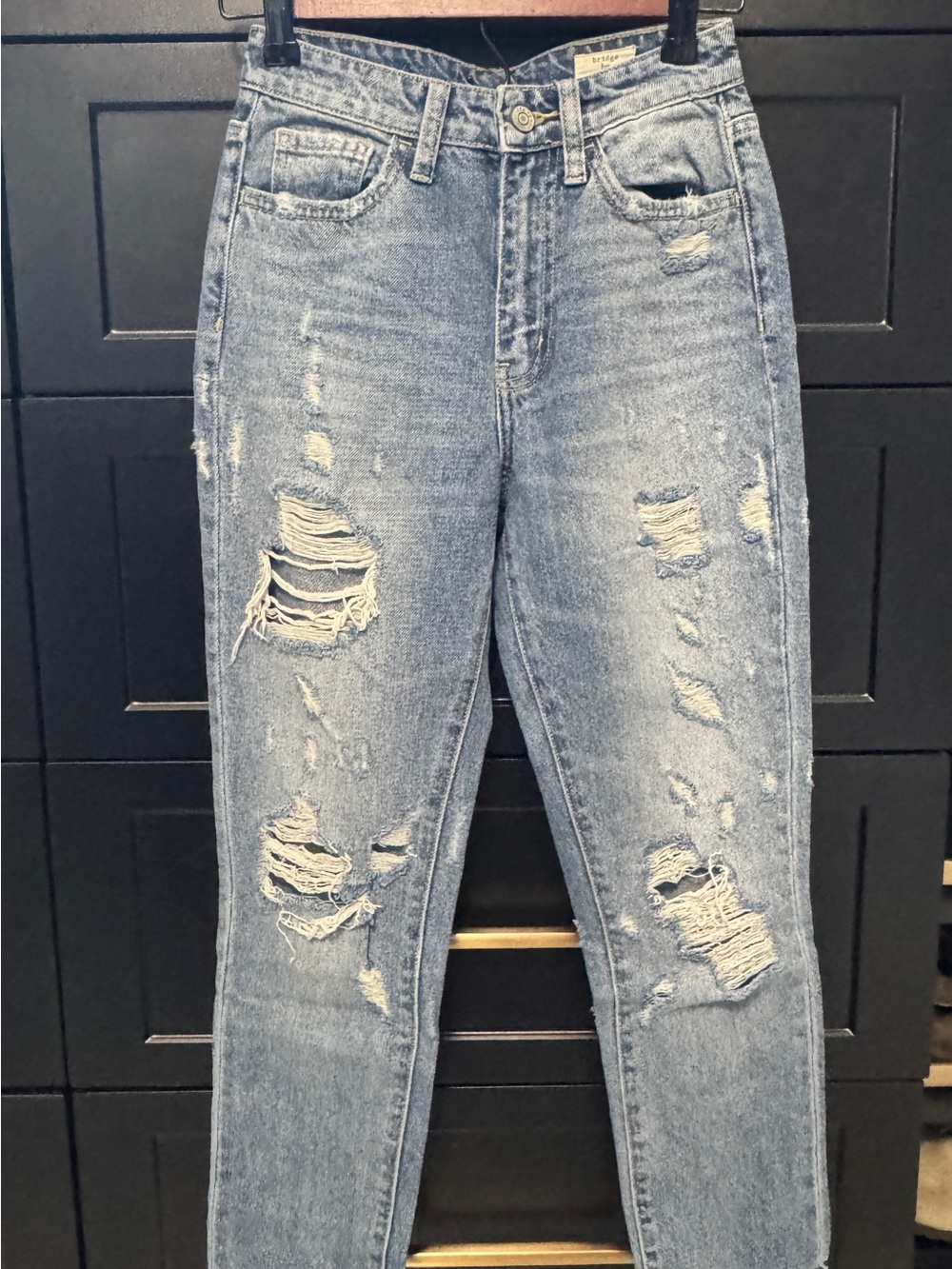 High-Rise Distressed Women’s Jeans in Light Blue